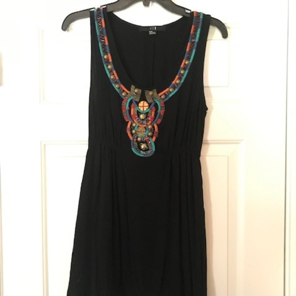 Black dress with bead embroidery front - Picture 1 of 2
